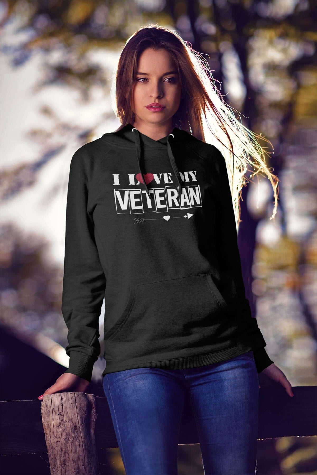 Designs by MyUtopia Shout Out:I Love My Veteran Core Fleece Pullover Hoodie