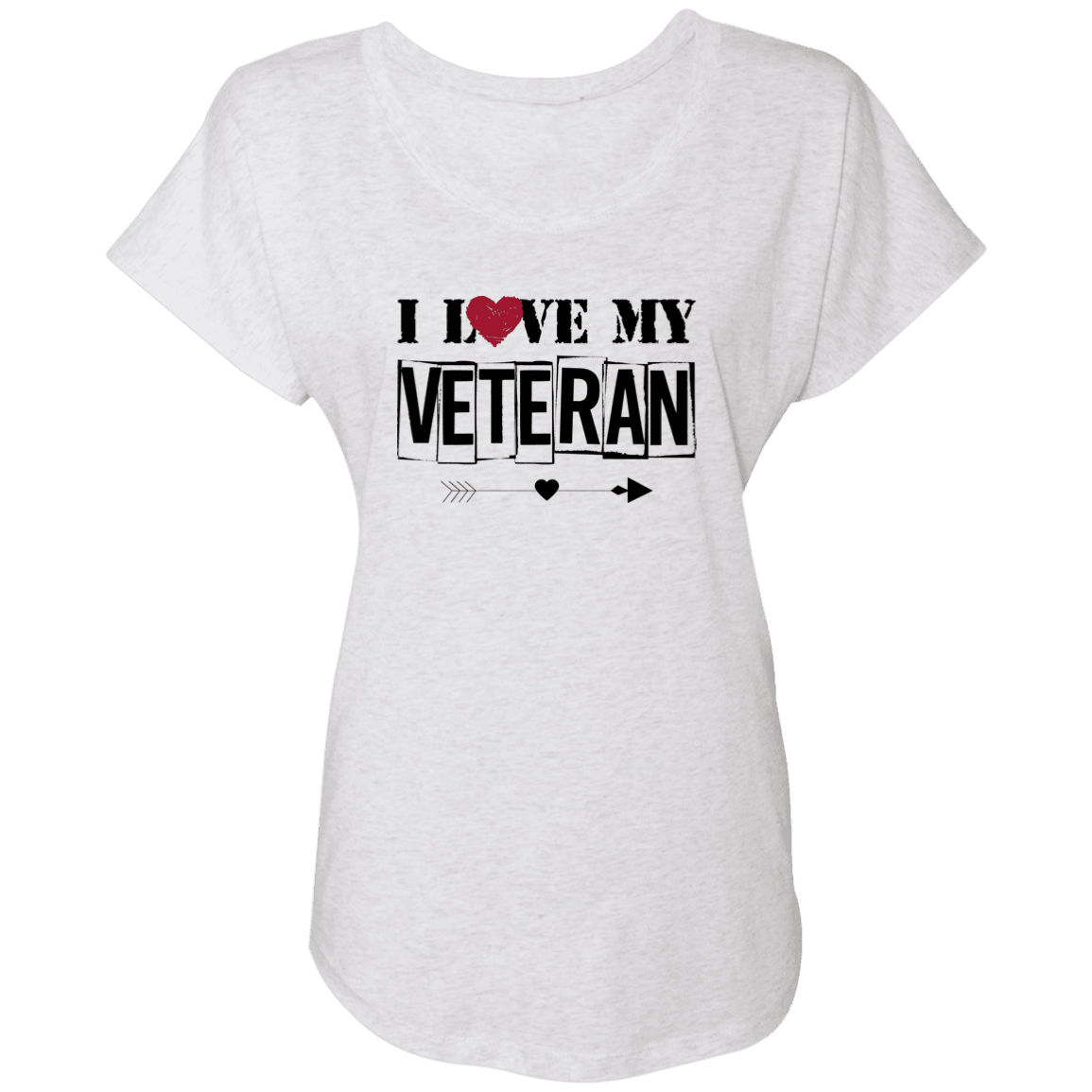 Designs by MyUtopia Shout Out:I Love My Veteran Ladies' Triblend Dolman Shirt,X-Small / Heather White,Ladies T-Shirts