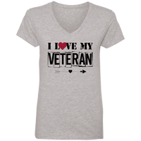 Load image into Gallery viewer, Designs by MyUtopia Shout Out:I Love My Veteran Ladies&#39; V-Neck T-Shirt,Heather Grey / S,Ladies T-Shirts
