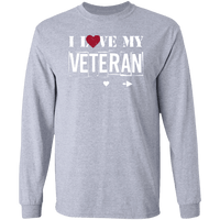 Load image into Gallery viewer, Designs by MyUtopia Shout Out:I Love My Veteran Long Sleeve Ultra Cotton T-Shirt,Sport Grey / S,Adult Unisex T-Shirt
