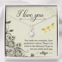 Load image into Gallery viewer, Designs by MyUtopia Shout Out:I Love You, You Make Me Complete Alluring Beauty Crystal Necklace with Gift Message Card,Standard Box / 14k white gold finish,Alluring Beauty Necklace
