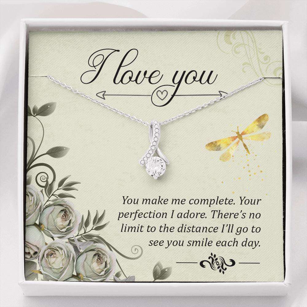 Designs by MyUtopia Shout Out:I Love You, You Make Me Complete Alluring Beauty Crystal Necklace with Gift Message Card,Standard Box / 14k white gold finish,Alluring Beauty Necklace