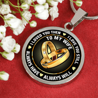 Load image into Gallery viewer, Designs by MyUtopia Shout Out:I Loved You Then - I Love You Still... Circle Bangle,Necklace w/ 18&quot; - 22&quot; chain / No / Black/Gold/Silver,Necklace
