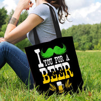 Load image into Gallery viewer, Designs by MyUtopia Shout Out:I Mustache You For A Beer Fabric Totebag Reusable Shopping Tote
