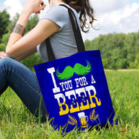 Load image into Gallery viewer, Designs by MyUtopia Shout Out:I Mustache You For A Beer Fabric Totebag Reusable Shopping Tote
