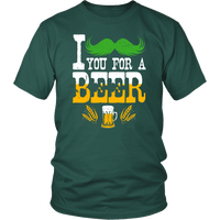 Load image into Gallery viewer, Designs by MyUtopia Shout Out:I Mustache You For A Beer T-Shirt,Dark Green / S,Adult Unisex T-Shirt
