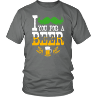 Load image into Gallery viewer, Designs by MyUtopia Shout Out:I Mustache You For A Beer T-Shirt,Grey / S,Adult Unisex T-Shirt
