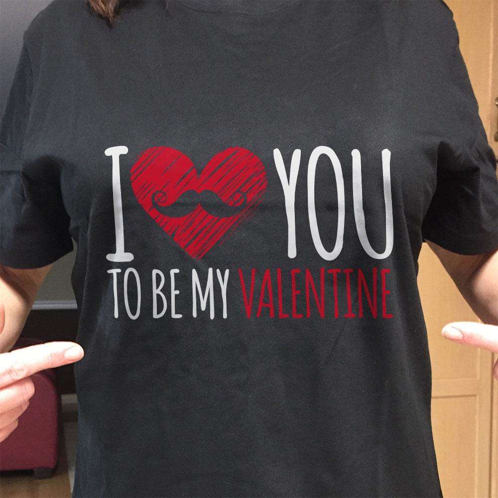 Designs by MyUtopia Shout Out:I Mustache You To Be My Valentine Adult Unisex T-Shirt