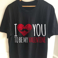 Load image into Gallery viewer, Designs by MyUtopia Shout Out:I Mustache You To Be My Valentine Adult Unisex T-Shirt
