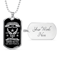 Load image into Gallery viewer, Designs by MyUtopia Shout Out:I Own Forever the Title of Air Force Veteran Personalized Engravable Keepsake Dog Tag,Silver / Yes,Dog Tag Necklace
