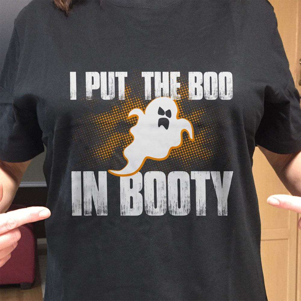 Designs by MyUtopia Shout Out:I Put The Boo In Booty Adult Unisex Cotton Short Sleeve T-Shirt