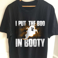 Load image into Gallery viewer, Designs by MyUtopia Shout Out:I Put The Boo In Booty Adult Unisex Cotton Short Sleeve T-Shirt,S / Black,Adult Unisex T-Shirt
