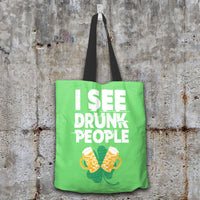 Load image into Gallery viewer, Designs by MyUtopia Shout Out:I See Drunk People Fabric Totebag Reusable Shopping Tote,Pastel Green,Reusable Fabric Shopping Tote Bag
