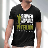 Load image into Gallery viewer, Designs by MyUtopia Shout Out:I Served, I Sacrificed and Regret Nothing - Veteran Men&#39;s Printed V-Neck T-Shirt
