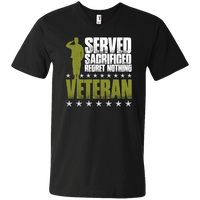 Load image into Gallery viewer, Designs by MyUtopia Shout Out:I Served, I Sacrificed and Regret Nothing - Veteran Men&#39;s Printed V-Neck T-Shirt,S / Black,Adult Unisex Vneck Tee
