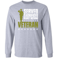 Load image into Gallery viewer, Designs by MyUtopia Shout Out:I Served, I Sacrificed and Regret Nothing- Veteran Long Sleeve Ultra Cotton T-Shirt,Sport Grey / S,Long Sleeve T-Shirts

