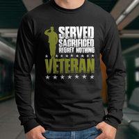 Load image into Gallery viewer, Designs by MyUtopia Shout Out:I Served, I Sacrificed and Regret Nothing- Veteran Long Sleeve Ultra Cotton T-Shirt
