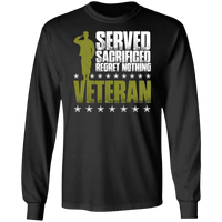 Load image into Gallery viewer, Designs by MyUtopia Shout Out:I Served, I Sacrificed and Regret Nothing- Veteran Long Sleeve Ultra Cotton T-Shirt,Black / S,Long Sleeve T-Shirts
