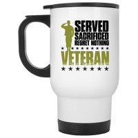 Load image into Gallery viewer, Designs by MyUtopia Shout Out:I Served, I Sacrificed and Regret Nothing- Veteran Travel Mug,White / One Size,Travel Mug
