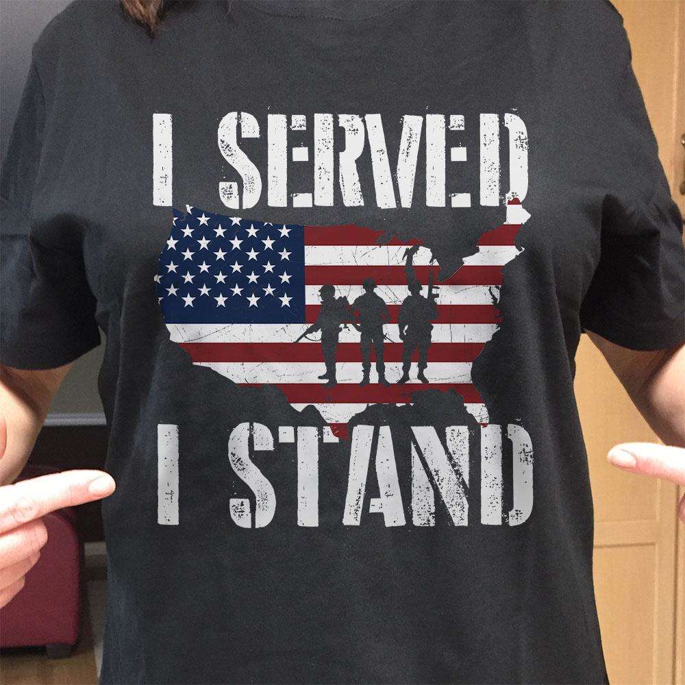 Designs by MyUtopia Shout Out:I Served, I Stand For The Flag Adult Unisex Cotton Short Sleeve T-Shirt