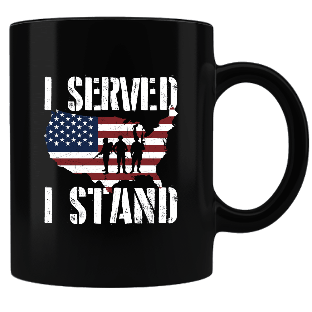 Designs by MyUtopia Shout Out:I Served, I Stand For The Flag Black Ceramic Coffee Mug,Black,Ceramic Coffee Mug