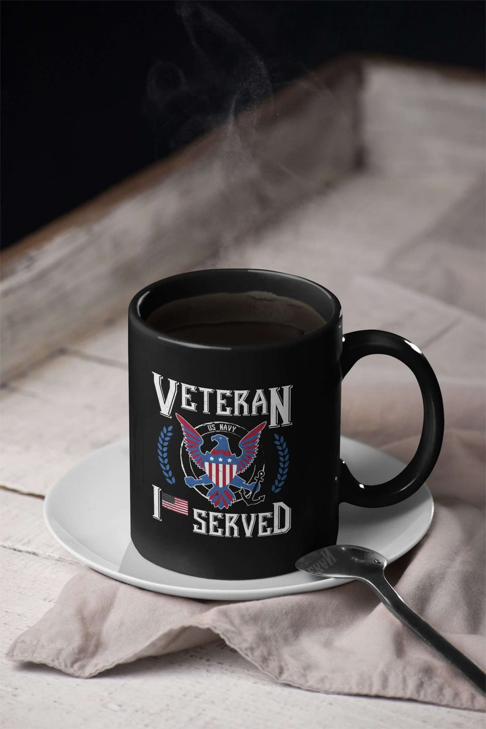Designs by MyUtopia Shout Out:I Served U.S. Navy Veteran Black Ceramic Coffee Mug