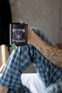 Load image into Gallery viewer, Designs by MyUtopia Shout Out:I Served U.S. Navy Veteran Black Ceramic Coffee Mug
