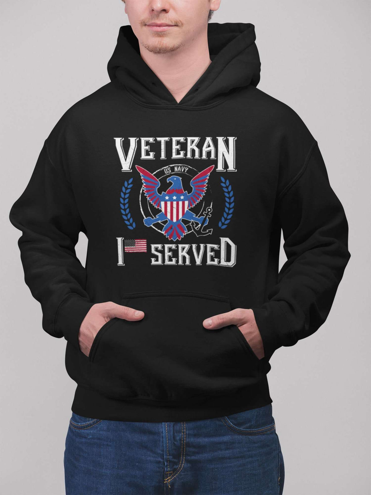 Designs by MyUtopia Shout Out:I Served U.S. Navy Veteran Core Fleece Pullover Hoodie
