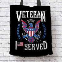Load image into Gallery viewer, Designs by MyUtopia Shout Out:I Served U.S. Navy Veteran Fabric Totebag Reusable Shopping Tote
