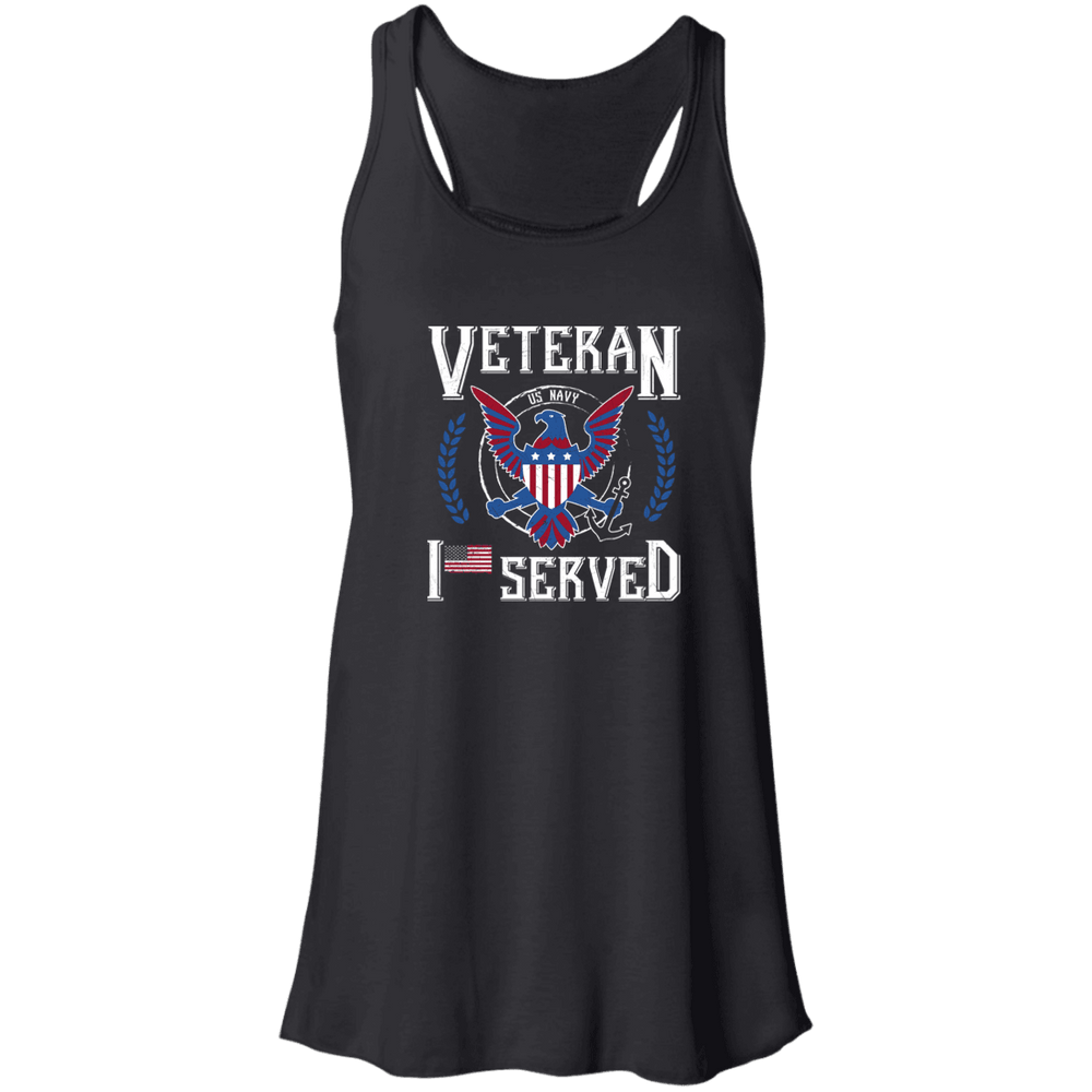 Designs by MyUtopia Shout Out:I Served U.S. Navy Veteran Flowy Racerback Tank,X-Small / Black,Tank Tops