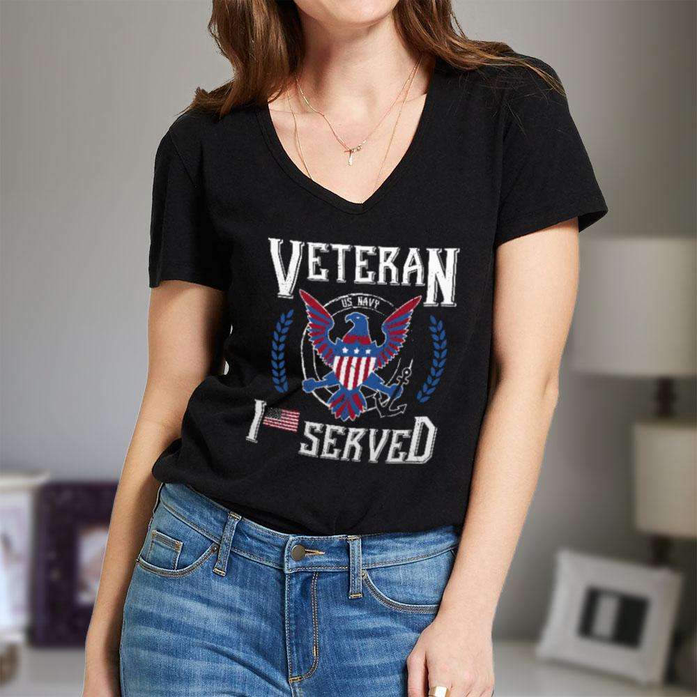 Designs by MyUtopia Shout Out:I Served U.S. Navy Veteran Ladies' V-Neck T-Shirt