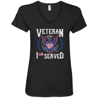 Load image into Gallery viewer, Designs by MyUtopia Shout Out:I Served U.S. Navy Veteran Ladies&#39; V-Neck T-Shirt,S / Black,Ladies T-Shirts
