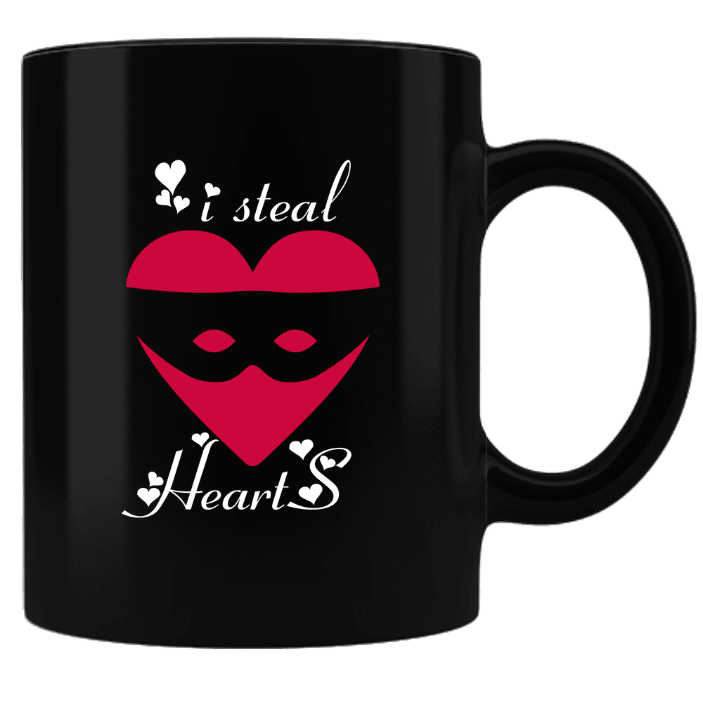 Designs by MyUtopia Shout Out:I Steal Hearts Valentines Day Gift Humor Ceramic Black Coffee Mug,Default Title,Ceramic Coffee Mug