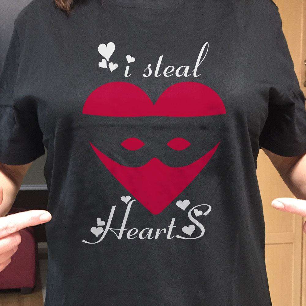 Designs by MyUtopia Shout Out:I Steal Hearts Valentines Day Humor Adult Unisex T-Shirt