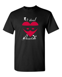 Load image into Gallery viewer, Designs by MyUtopia Shout Out:I Steal Hearts Valentines Day Humor Adult Unisex T-Shirt,S / Black,Adult Unisex T-Shirt
