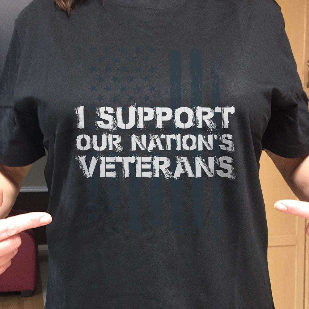 Designs by MyUtopia Shout Out:I Support Our Nation's Veterans Unisex Cotton Short Sleeve T-Shirt