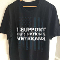 Load image into Gallery viewer, Designs by MyUtopia Shout Out:I Support Our Nation&#39;s Veterans Unisex Cotton Short Sleeve T-Shirt,S / Black,Adult Unisex T-Shirt
