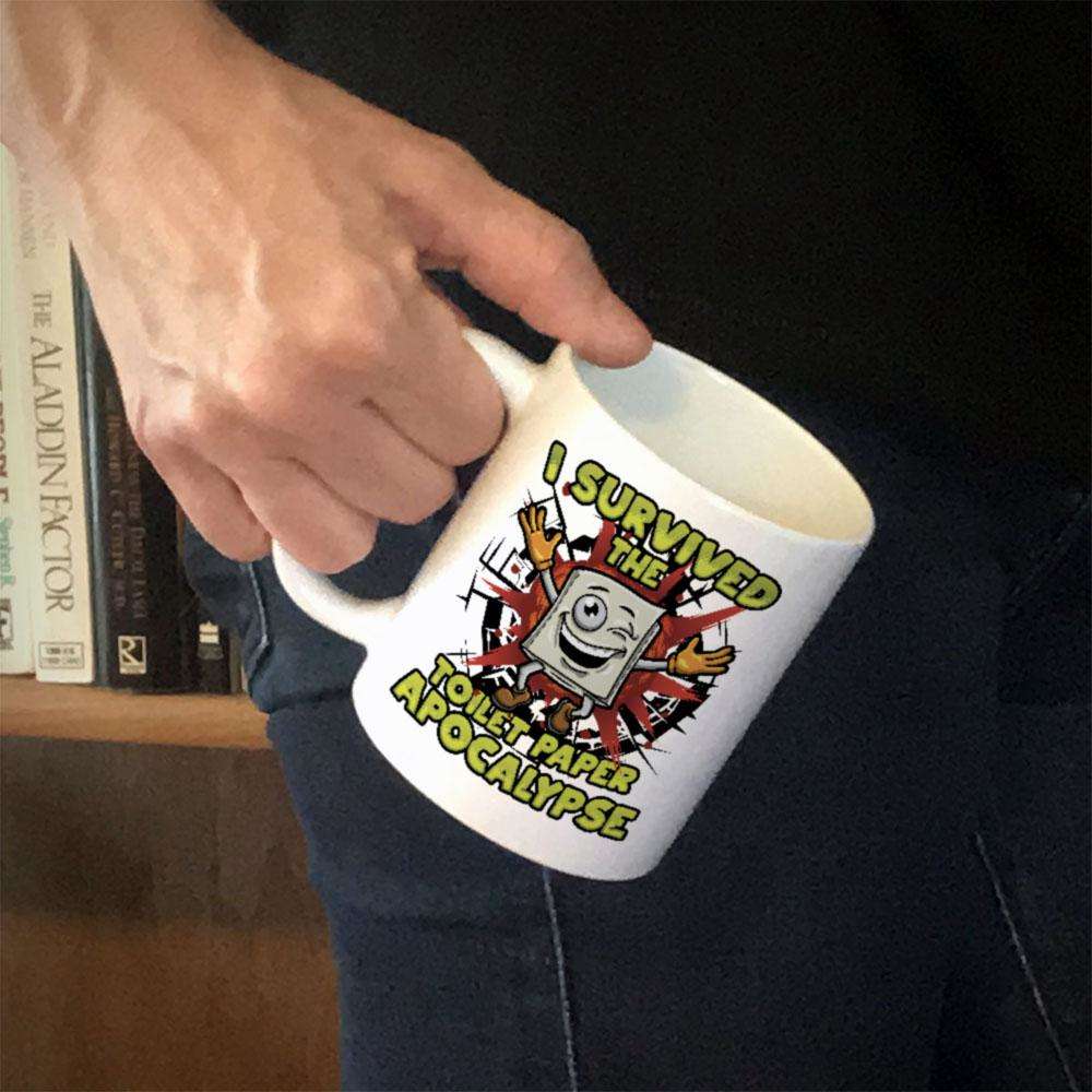 Designs by MyUtopia Shout Out:I Survived The Toilet Paper Apocalypse - Ceramic Coffee Mug 11oz