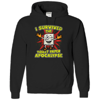 Load image into Gallery viewer, Designs by MyUtopia Shout Out:I Survived The Toilet Paper Apocalypse Adult Pullover Hoodie,Black / S,Pullover Hoodie
