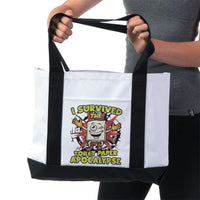 Load image into Gallery viewer, Designs by MyUtopia Shout Out:I Survived The Toilet Paper Apocalypse Gym/Shopping Tote Bag
