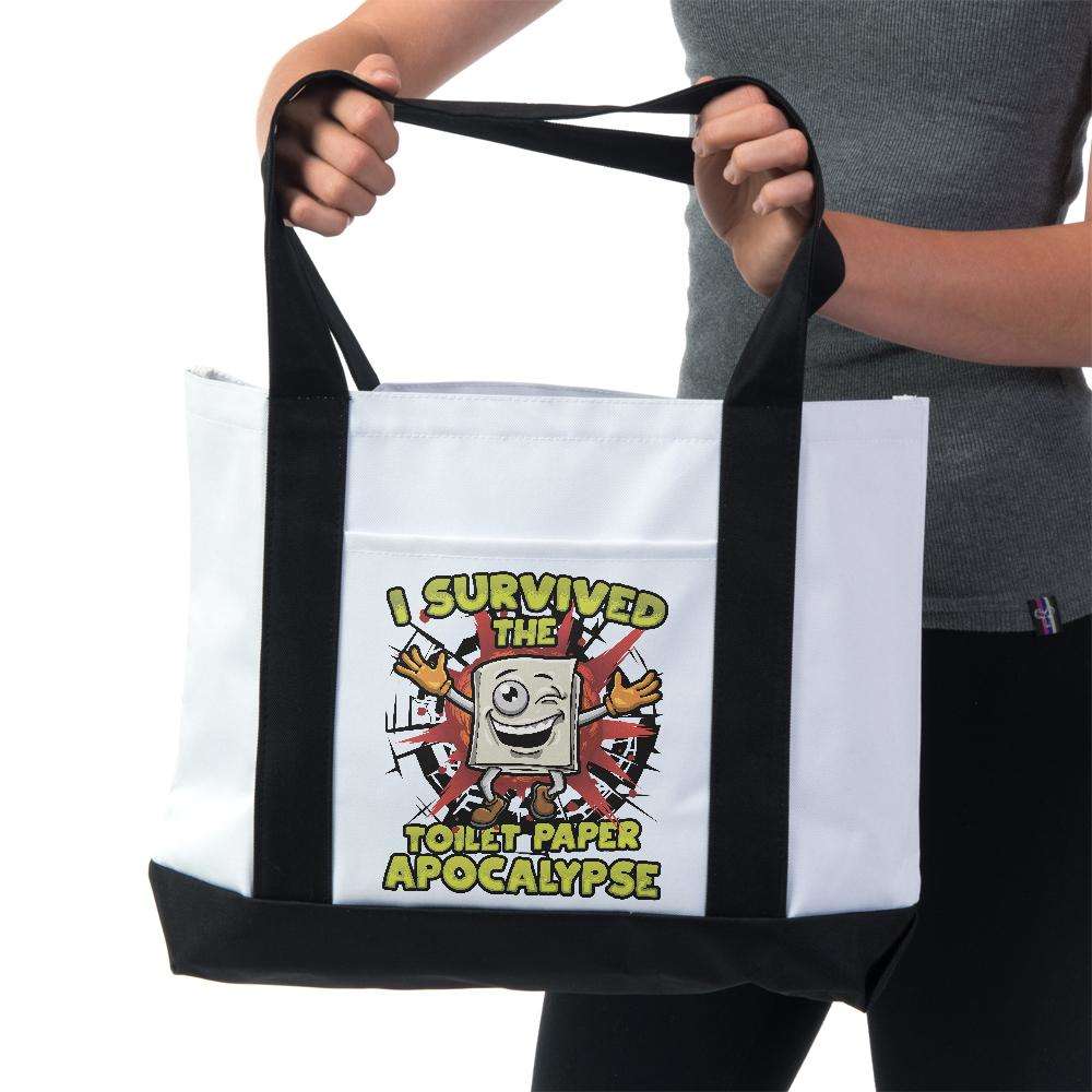 Designs by MyUtopia Shout Out:I Survived The Toilet Paper Apocalypse Gym/Shopping Tote Bag