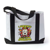 Load image into Gallery viewer, Designs by MyUtopia Shout Out:I Survived The Toilet Paper Apocalypse Gym/Shopping Tote Bag
