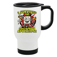 Load image into Gallery viewer, Designs by MyUtopia Shout Out:I Survived The Toilet Paper Apocalypse Travel Mug,White / 14 oz,Travel Mug
