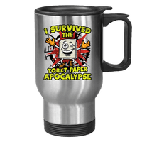 Load image into Gallery viewer, Designs by MyUtopia Shout Out:I Survived The Toilet Paper Apocalypse Travel Mug,Stainless / 14 oz,Travel Mug
