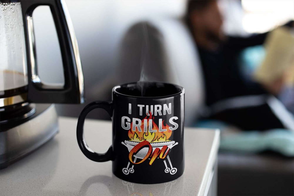 Designs by MyUtopia Shout Out:I Turn Grills On Ceramic Coffee Mug - Black