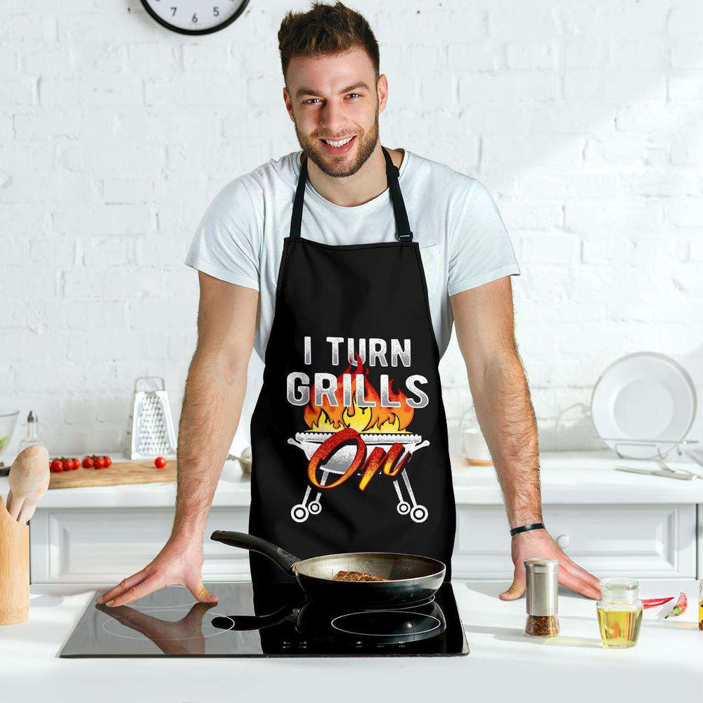 Designs by MyUtopia Shout Out:I Turn Grills On Dad Funny Apron, Kitchen, Baking, BBQ, Grilling