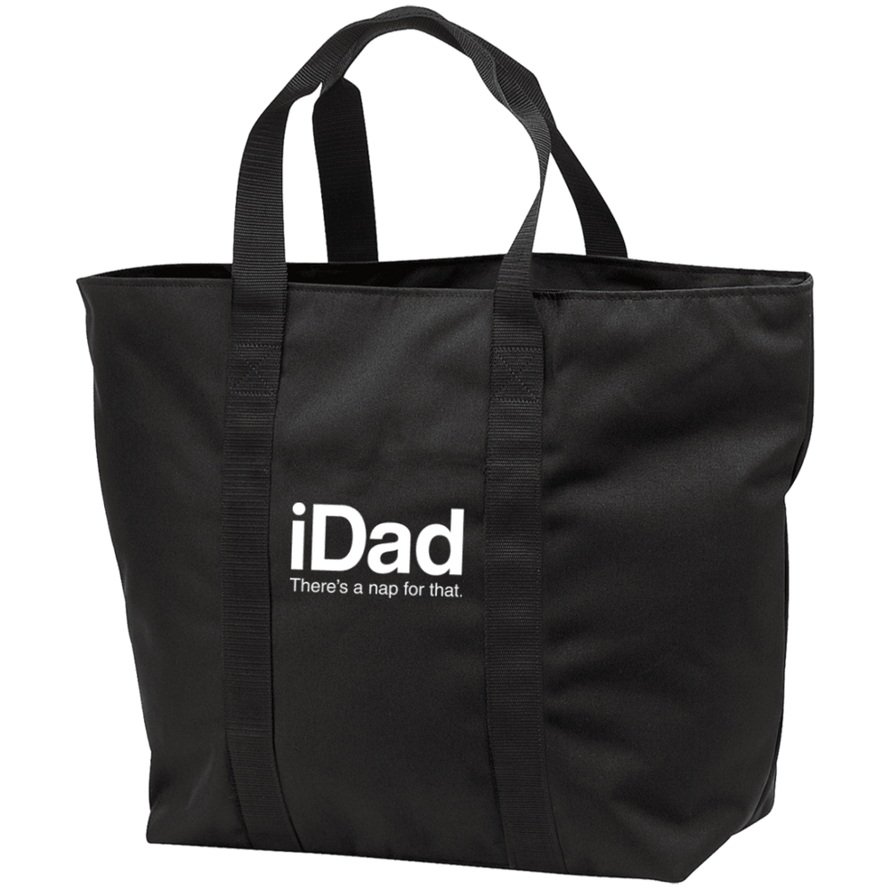 Designs by MyUtopia Shout Out:iDad There's a Nap For That Embroidered All Purpose Tote Bag,Black/Black / One Size,Bags