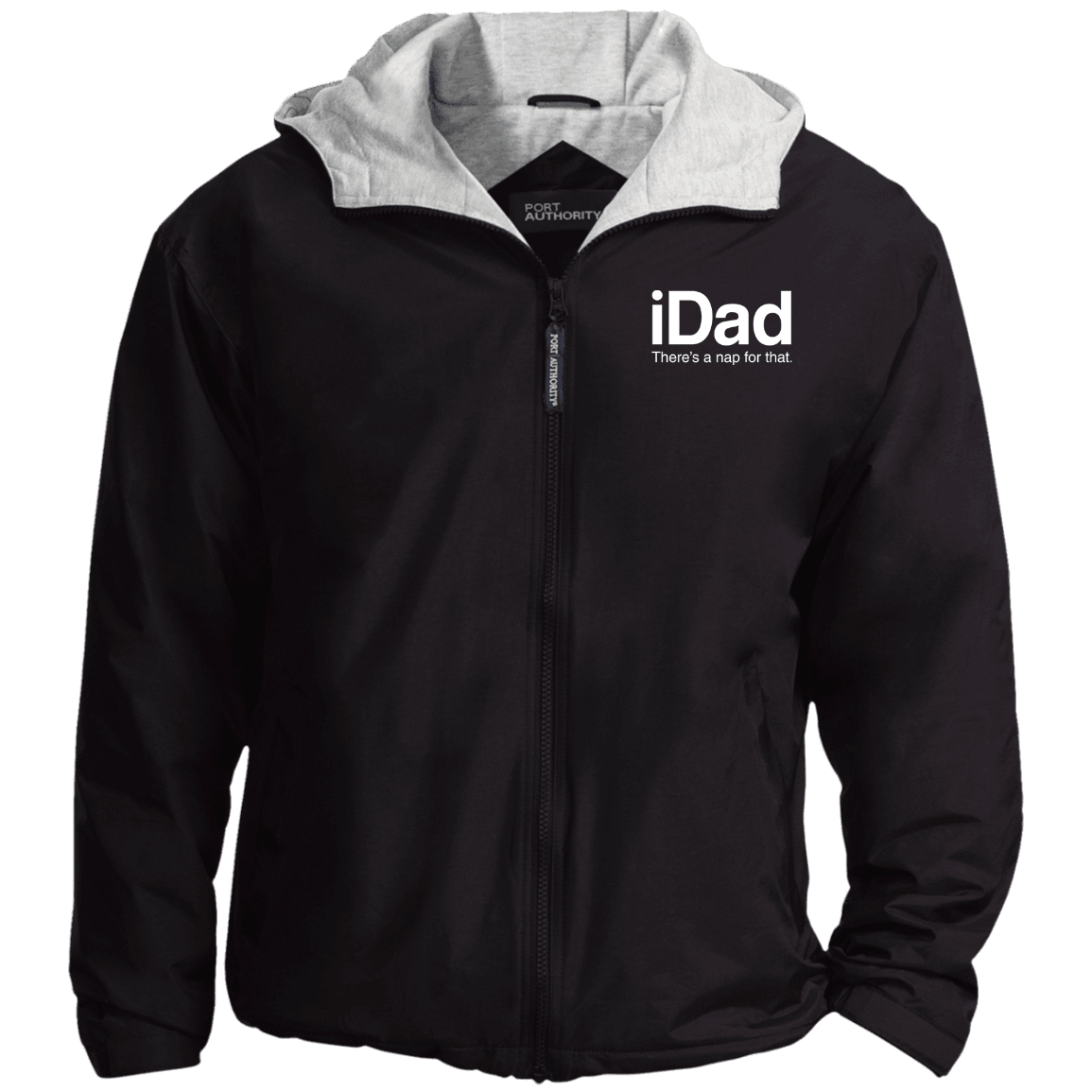 Designs by MyUtopia Shout Out:iDad There's a Nap For That Embroidered Port Authority Team Jacket,Black/Light Oxford / X-Small,Jackets