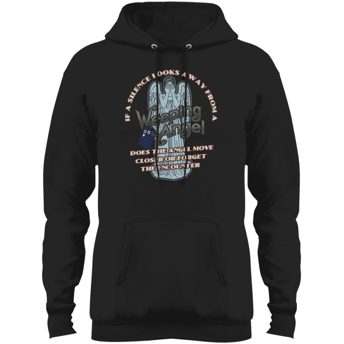 Designs by MyUtopia Shout Out:If a Silence Looks away from a Weeping Angel... Core Fleece Pullover Hoodie - Black,S / Jet Black,Sweatshirts