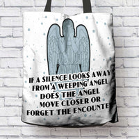 Load image into Gallery viewer, Designs by MyUtopia Shout Out:If a Silence Looks away from a Weeping Angel... Fabric Totebag Reusable Shopping Tote
